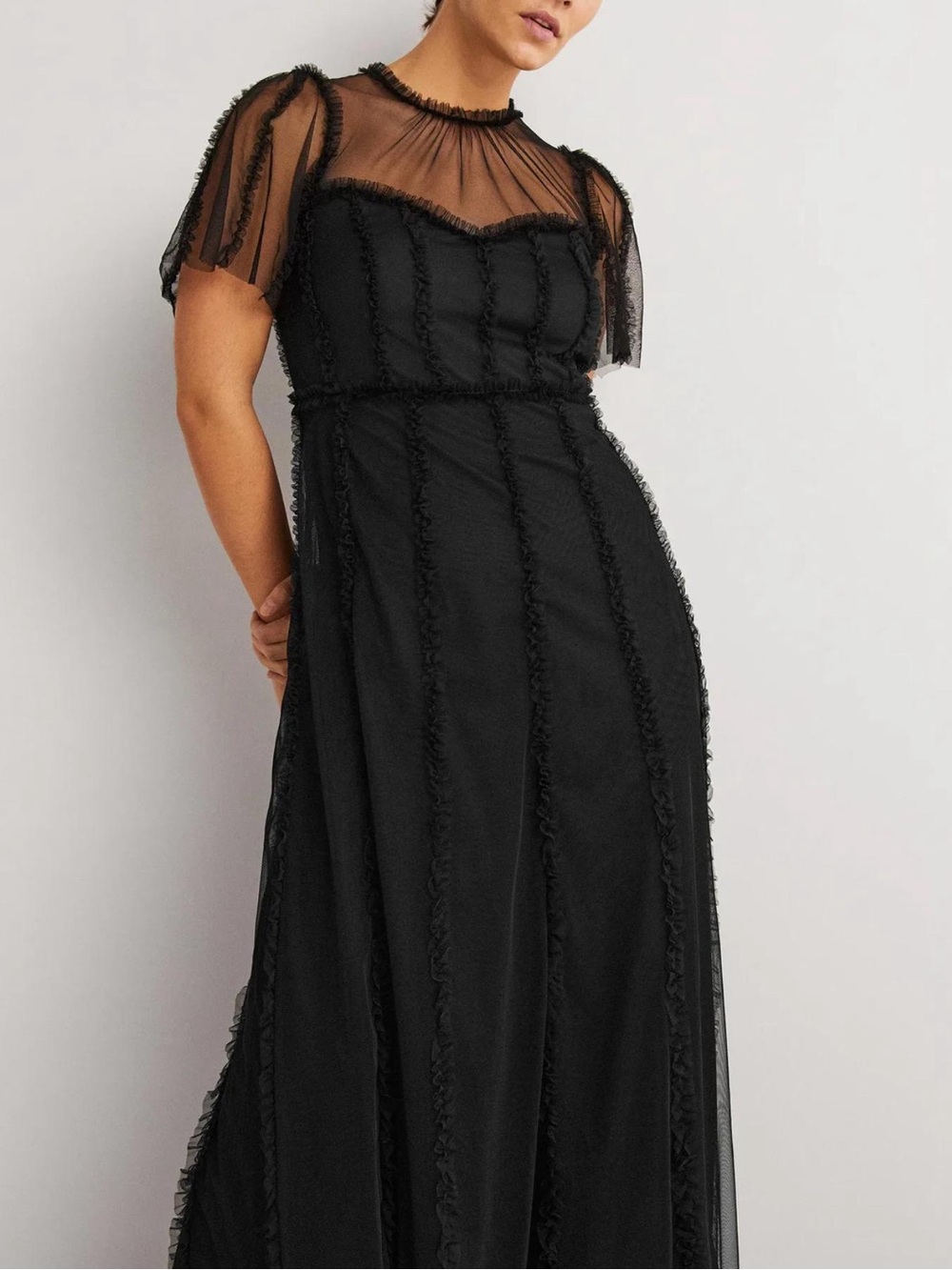 Boden frill tulle batwing sleeve dramatic long dress 14 - Picture 4 of 9